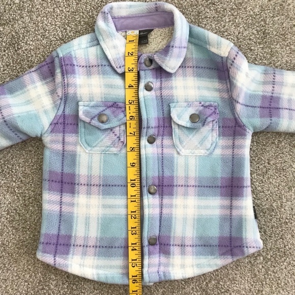 Eddie Bauer Fleece Jacket Kids Size 4/5‎ Plaid Sherpa Lined Shacket Snap Front - Picture 10 of 11